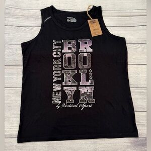 Vertical Sport Black Tank Top NYC Brooklyn design /men size L